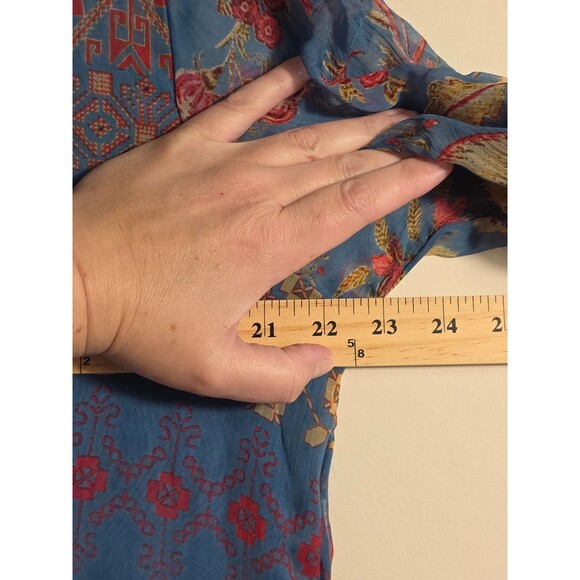 Soft Surroundings Dress XL Blue Mirapani Prairie Tiered Boho Embroidered Maxi - Picture 13 of 13